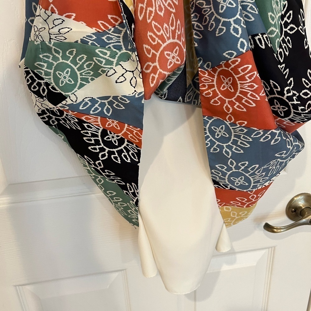 BCBG MAXAZRIA Spaghetti Strap Quilt Patchwork Mini Baby-doll Dress Bow Chest - Picture 14 of 16